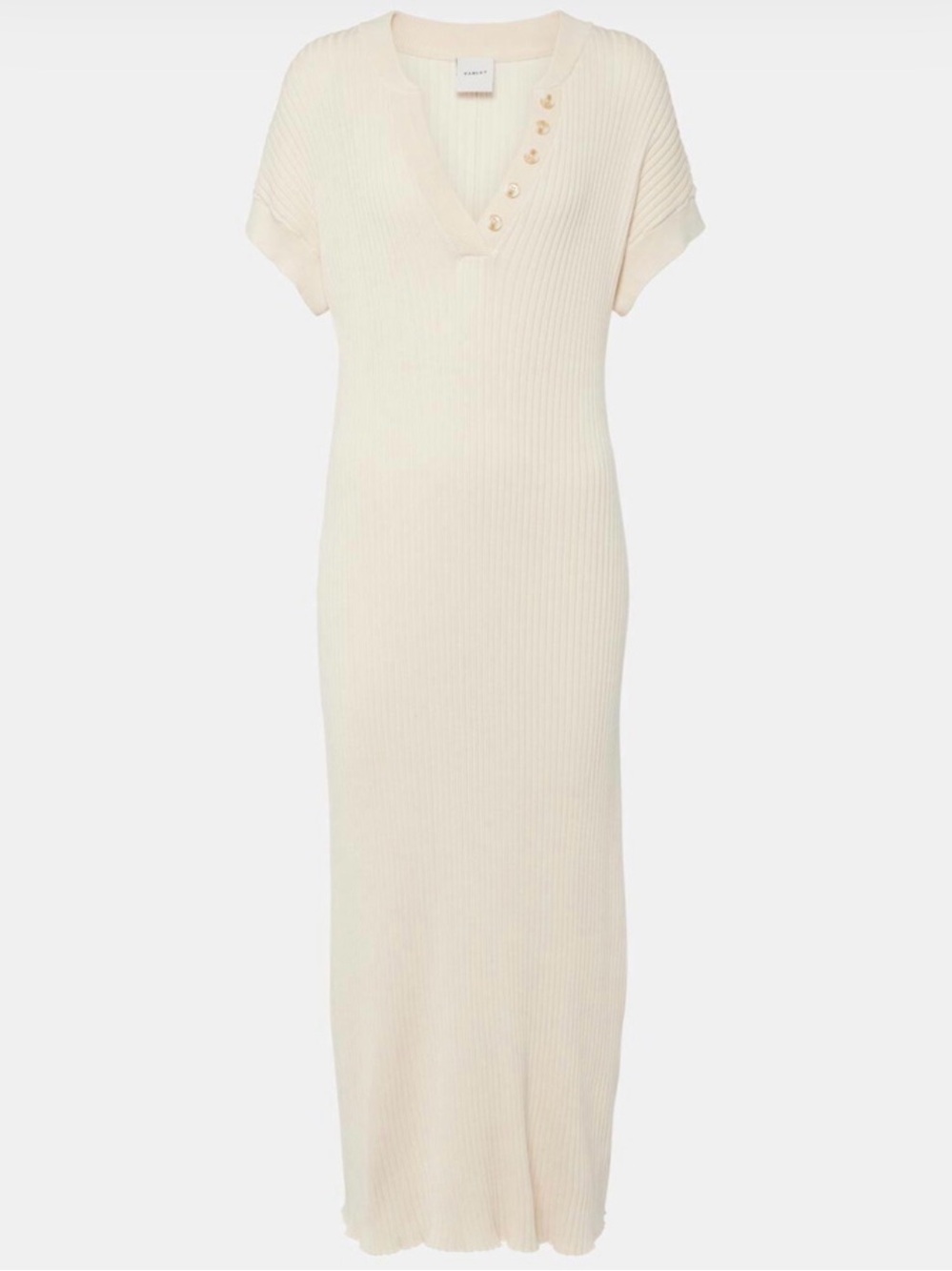 Varley NWT Cream Rib Knit Button 100% cotton -Shoulder Maxi Dress